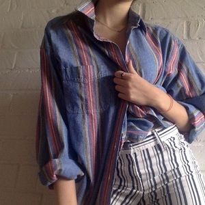 vintage rainbow jean jacket/shirt